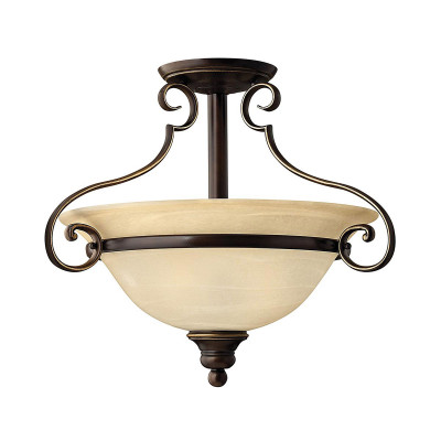 Hinkley - Cello - Lampada da soffitto classica in acciaio e diffusore in vetro con 2 lampadine - Colore: Bronzo - 2 Lampadine E27 60W - IP20 - SKU: HK-CELLO-SF