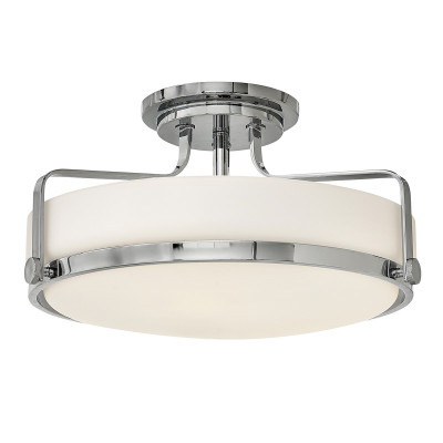 Hinkley - Harper - Lampada da soffitto media moderna in acciaio con diffusore in vetro a 3 luci - Colore: Cromato - 3 Lampadine - E27 - 60W - IP20 - SKU: HK-HARPER-SFM-CM