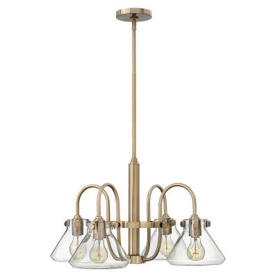 Hinkley - Congress - Lampadario dal design moderno in acciaio con 4 diffusori in vetro trasparente - 4 Lampadine E27 100W - IP20 - SKU: HK-CONGRESS4-A