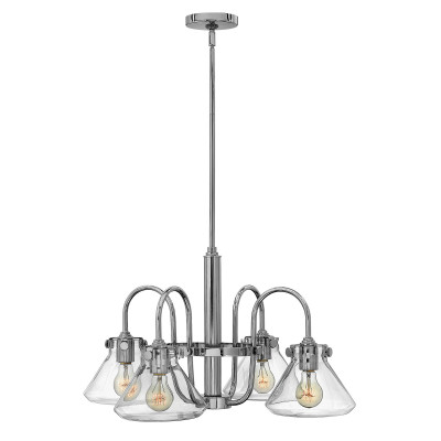 Hinkley - Congress - Lampadario dal design moderno in acciaio con 4 diffusori in vetro trasparente - Colore: Cromato - 4 Lampadine - E27 - 100W - IP20 - SKU: HK-CONGRESS4-A-CM