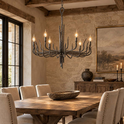 Hinkley Spyre Lampadario dal design rustico in acciaio con a 6 luci senza paralumi Colore: Bronzo