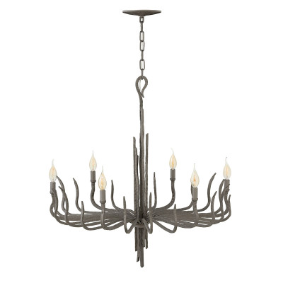 Hinkley - Spyre - Lampadario dal design rustico in acciaio con a 6 luci senza paralumi - Colore: Bronzo - 6 Lampadine - E14 - 60W - IP20 - SKU: HK-SPYRE6C-MMB
