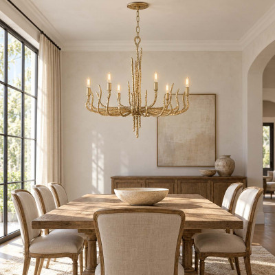 Hinkley Spyre Lampadario dal design rustico in acciaio con a 6 luci senza paralumi Colore: Oro