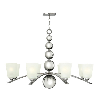 Hinkley - Zelda - Lampadario gigante in acciaio con diffusore in vetro a 8 luci dal design moderno - 8 Lampadine E27 60W - IP20 - SKU: HK-ZELDA8