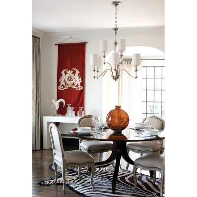 Hinkley - Sussex - Lampadario grande dallo stile moderno in acciaio con diffusori in lino a 9 luci - Colore: Nichel - 9 Lampadine E14 60W - IP20 - SKU: HK-SUSSEX9