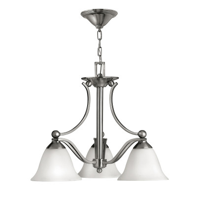 Hinkley - Bolla - Lampadario in acciaio con 3 diffusori in vetro dal design moderno - Colore: Nichel - 3 Lampadine E27 60W - IP20 - SKU: HK-BOLLA3