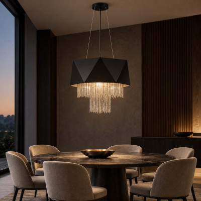 Hinkley Zuma Lampadario moderno con struttura e paralume in acciaio 6 lampadine Colore: Argento