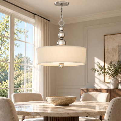 Hinkley Zelda Lampadario moderno in acciaio con diffusore in tessuto Colore: Cromato