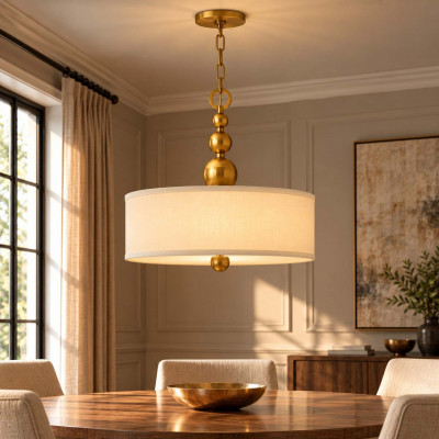 Hinkley Zelda Lampadario moderno in acciaio con diffusore in tessuto Colore: Ottone