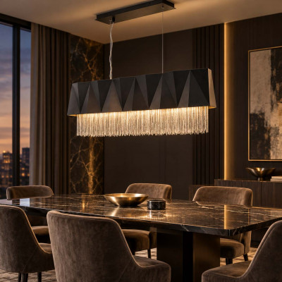 Hinkley Zuma Lampadario moderno lineare con paralume in acciaio a 6 lampadine Colore: Argento