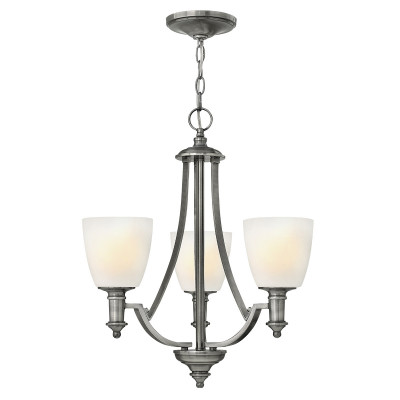 Hinkley - Truman - Lampadario piccolo in acciaio con diffusori in vetro a 3 luce dal design moderno - Colore: Nichel - 3 Lampadine E27 60W - IP20 - SKU: HK-TRUMAN3