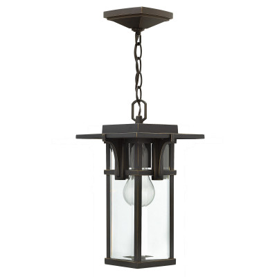 Hinkley - Manhattan - Lanterna a sospensione da esterno in alluminio con diffusore in vetro 1 luce - Colore: Bronzo - 1 Lampadina E27 100W - IP44 - SKU: HK-MANHATTAN8-S