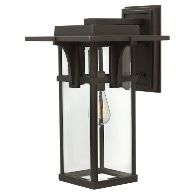 Hinkley - Manhattan - Lanterna da parete in alluminio grande da esterno con diffusore in vetro 1 luce - Colore: Bronzo - 1 Lampadina E27 100W - IP44 - SKU: HK-MANHATTAN2-L