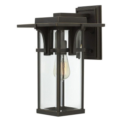 Hinkley - Manhattan - Lanterna da parete in alluminio media da esterno con diffusore in vetro 1 luce - Colore: Bronzo - 1 Lampadina E27 100W - IP44 - SKU: HK-MANHATTAN2-M