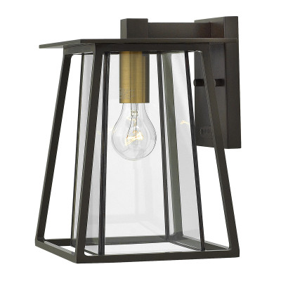 Hinkley - Walker - Lanterna da parete media in alluminio con diffusore in vetro a 1 luce - Colore: Bronzo - 1 Lampadina E27 100W - IP44 - SKU: HK-WALKER2-M