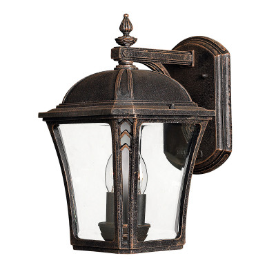 Hinkley - Wabash - Lanterna da parete media in alluminio per esterni e diffusore in vetro a 2 luci - Colore: Ruggine - 2 Lampadine E14 40W - IP44 - SKU: HK-WABASH2-M