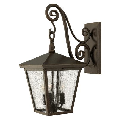 Hinkley - Trellis - Lanterna da parete media per esterno con diffusore in vetro a 3 luci - Colore: Bronzo - 3 Lampadine E14 60W - IP44 - SKU: HK-TRELLIS2-M