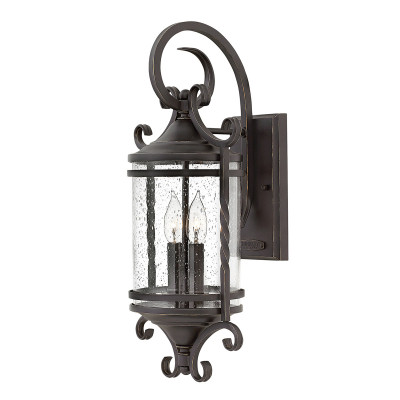 Hinkley - Casa - Lanterna da parete per esterni con diffusore in vetro a 2 Luci - Colore: Nero - 2 Lampadine E14 40W - IP44 - SKU: HK-CASA-M