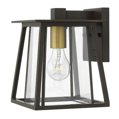 Hinkley - Walker - Lanterna da parete piccola in alluminio con diffusore in vetro a 1 luce - Colore: Bronzo - 1 Lampadina E27 100W - IP44 - SKU: HK-WALKER2-S