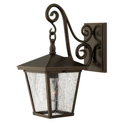 Hinkley - Trellis - Lanterna da parete piccola per esterno con diffusore in vetro a 1 luce - Colore: Bronzo - 1 Lampadina E27 100W - IP44 - SKU: HK-TRELLIS2-S