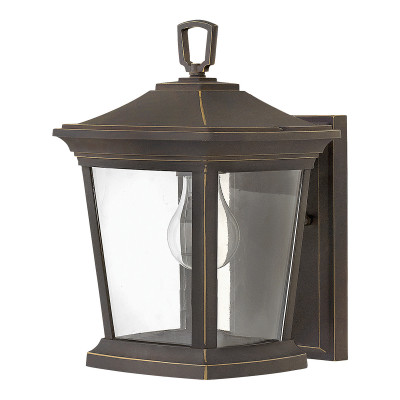 Hinkley - Bromley - Lanterna da parete rustica piccola in alluminio diffusore in vetro a 1 luce - Colore: Bronzo - 1 Lampadina E27 60W - IP44 - SKU: HK-BROMLEY2-S