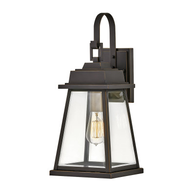 Hinkley - Bainbridge - Lanterna media in alluminio da parete per esterno con diffusore in vetro 1 luce - Colore: Bronzo - 1 Lampadina E27 60W - IP44 - SKU: HK-BAINBRIDGE-M-OZ
