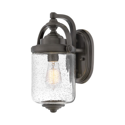 Hinkley - Willoughby - Lanterna parete rustica piccola rustica da esterno con diffusore in vetro 1 luce - Colore: Bronzo - 1 Lampadina E27 60W - IP44 - SKU: HK-WILLOUGHBY-S-OZ