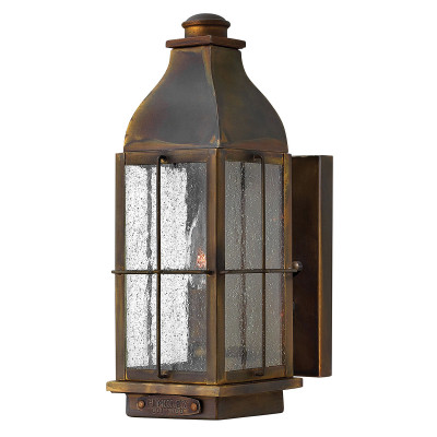 Hinkley - Bingham - Lanterna piccola a parete da esterno diffusore rustico in vetro a 1 luce - Colore: Ruggine - 1 Lampadina E14 60W - IP44 - SKU: HK-BINGHAM-S