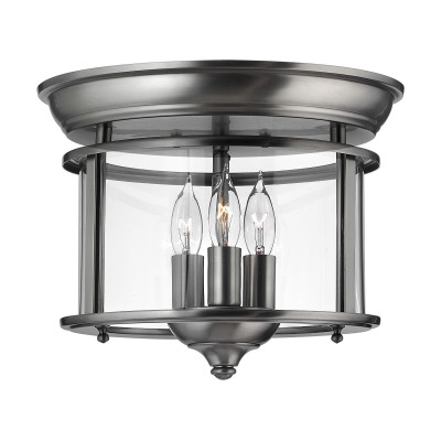 Hinkley - Gentry - Plafoniera a soffitto rotonda in ottone massiccio e diffusore in vetro a 3 luci - Colore: Satinato - 3 Lampadine - E14 - 40W - IP20 - SKU: HK-GENTRY-F-PW