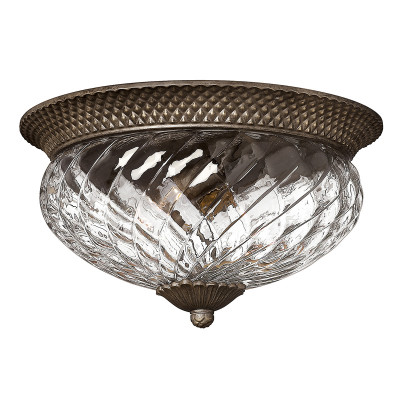 Hinkley - Plantation - Plafoniera da soffitto grande rustica in acciaio e diffusore in vetro a 3 luci - 3 Lampadine E27 60W - IP20 - SKU: HK-PLANT-F-L