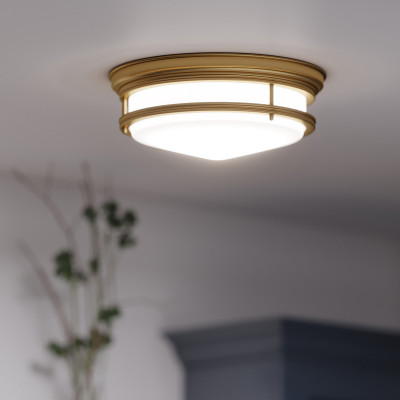 Hinkley - Hadley - Plafoniera da soffitto rotonda in acciaio diffusore in vetro opalino con 3 luci - 3 Lampadine E27 40W - IP20 - SKU: HK-HADLEY-F