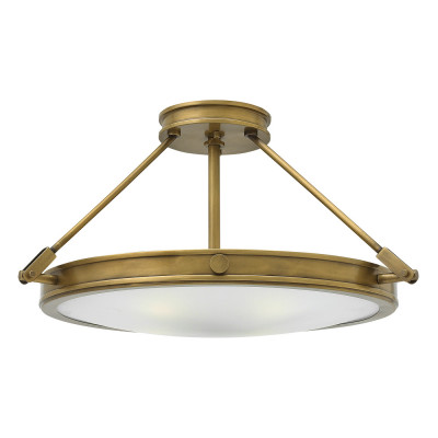 Hinkley - Collier - Plafoniera grande in acciaio diffusore in vetro a 4 luci design moderno - Colore: Ottone - 4 Lampadine E14 60W - IP20 - SKU: HK-COLLIER-SF-M