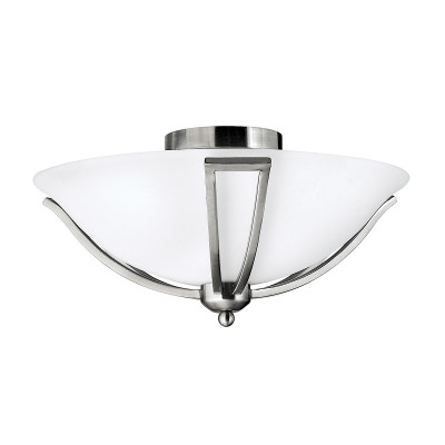 Hinkley - Bolla - Plafoniera rotonda in acciaio con diffusore in vetro a 2 luci dal design moderno - Colore: Nichel - 2 Lampadine E27 60W - IP20 - SKU: HK-BOLLA-F