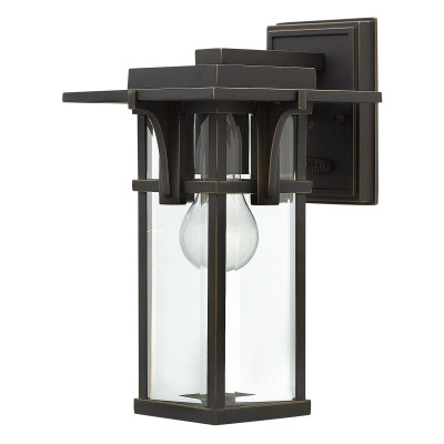 Hinkley - Manhattan - Lanterna da parete in alluminio piccola da esterno con diffusore in vetro 1 luce - Colore: Bronzo - 1 Lampadina E27 100W - IP44 - SKU: HK-MANHATTAN2-S