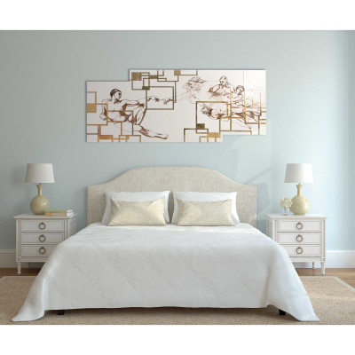 I Dettagli - Creazione - Capezzale in legno con raffigurazioni incise a laser dal design moderno 160x65 - Colore: Sabbia - SKU: QS651606CRE
