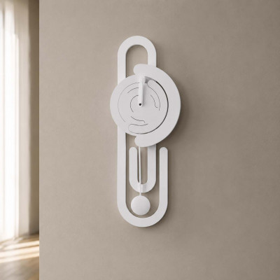 I Dettagli Graffa Orologio da parete a pendolo dal design moderno con struttura in legno Colore: Bianco/Grigio