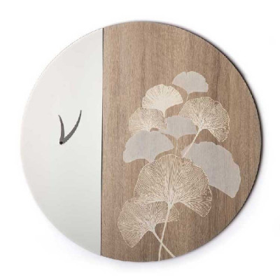 I Dettagli - Narita - Orologio da parete rotondo con incisione laser su legno dal design elegante - Colore: Bianco - SKU: OR6047NAR