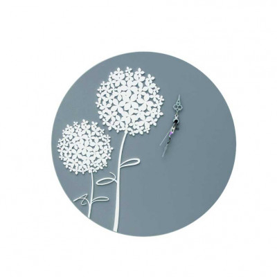 I Dettagli - Ortensia - Orologio da parete rotondo in legno dal applicazioni floreali design elegante - Colore: Bianco - SKU: OR505022OR-B