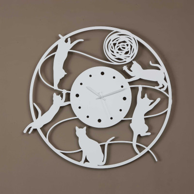I Dettagli - Gomitolo - Orologio da parete rotondo in legno dal design moderno ed elegante - Colore: Bianco - SKU: OR80FILO-B