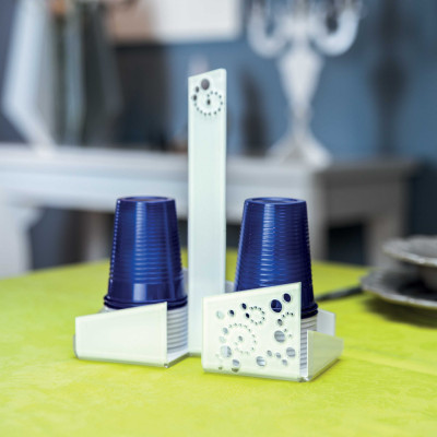  I Dettagli - Mira - Portabicchieri in plexiglass per bicchieri di plastica con doppio scomparto - SKU: CP614 