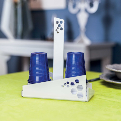  I Dettagli - Sheliak - Portabicchieri in plexiglass per bicchieri di plastica con doppio scomparto - SKU: CP514 