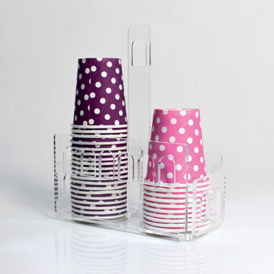  I Dettagli - Verona - Portabicchieri in plexiglass per bicchieri di plastica con doppio scomparto - Colore: Trasparente - SKU: CP914TR 