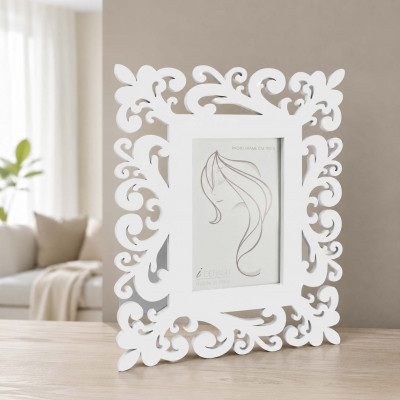 I Dettagli Lady Portafoto da tavolo grande in legno dal design moderno ed elegante Foto 15x20 Colore: Bianco