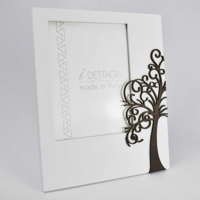 I Dettagli - Albero della Vita - Portafoto da tavolo in legno dal design moderno con dettaglio in wengè - Colore: Bianco - Foto 15x20 - SKU: CL1D15X20VITA