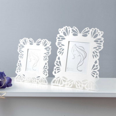 I Dettagli - Butterfly - Portafoto da tavolo in plexiglass traforato con dettagli incisi a laser - Colore: Bianco - SKU: PHBUT