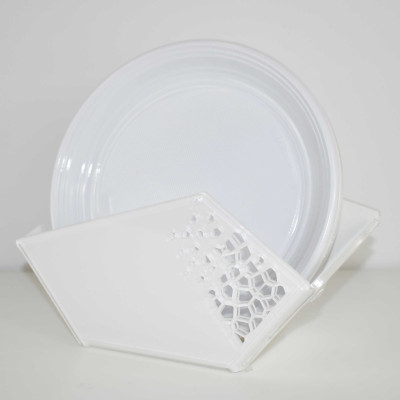 I Dettagli Alhena Portapiatti in plexiglass dal design moderno per piatti di plastica Colore: Bianco