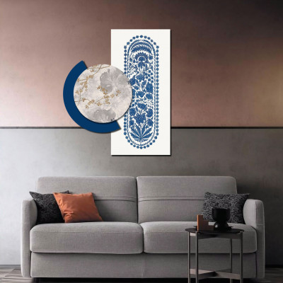  I Dettagli - Giava - Quadro pannello in legno dal design moderno con stampa applicata - Colore: Blu Navy - SKU: P0003-19 