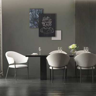  I Dettagli - Medusa - Set 3 pezzi quadri moderni interamente in legno con incisioni laser - SKU: SETMED 