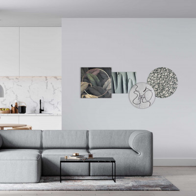  I Dettagli - Il Bacio - Set di 4 quadri a pannelli di legno dal design moderno incisi a laser - SKU: SETILB 