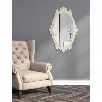 I Dettagli - Retrò - Specchio da parete con cornice in legno in stile retrò dal design moderno - Colore: Sabbia - SKU: SP85546RET